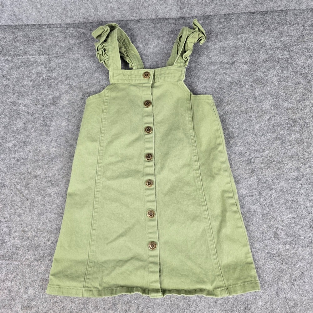 Jessica Simpson Jumper Girls 6‎ Green Denim Ruffle Strap Button Front Dress